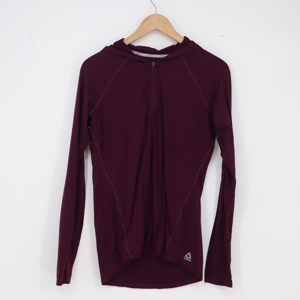 Reebok Hoodie Womens Medium Quarter-Zip Maroon Performance Stretchy Excellent